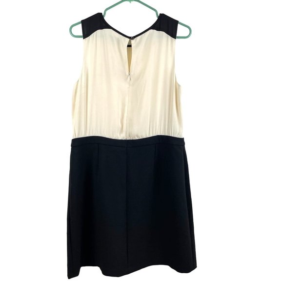 Loft Black White Sheath Dress Knit Bottom Back Zip Sz 12P NWT - Picture 2 of 8